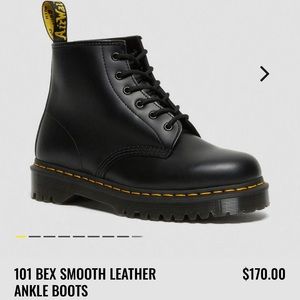 Dr Marteen 101 Bex Smooth Leather Ankle Boots Black Wmns 8